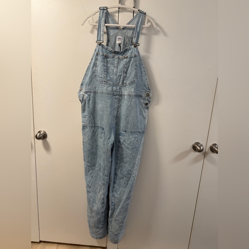 NWT Lee railroad stripe relaxed bib overalls